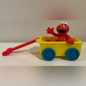 2016 SESAME STREET ELMO IN A ROLLING WAGON 2” FIGURE Toy - Cake Topper